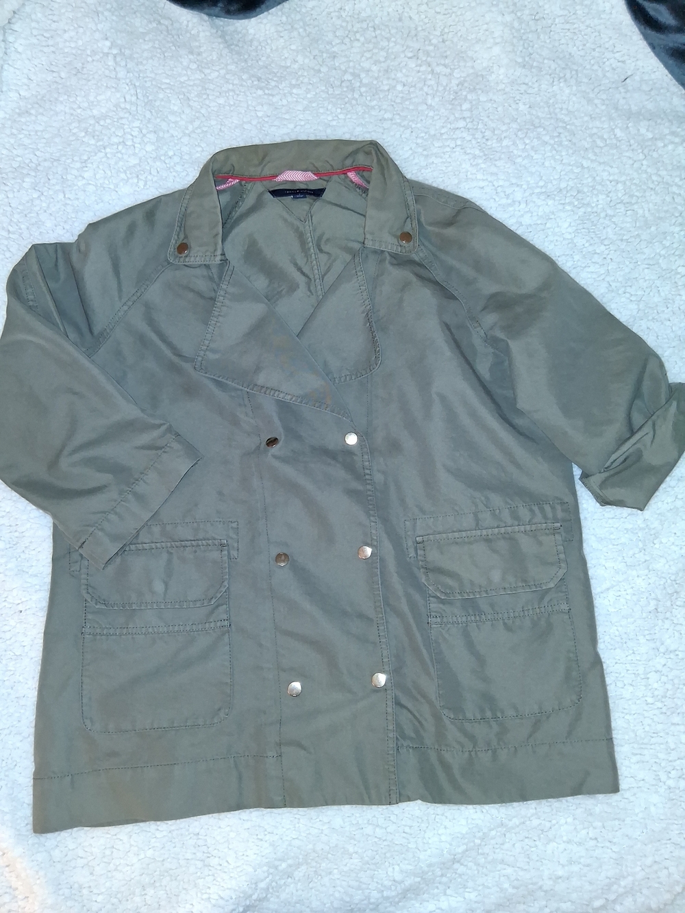 Tommy Hilfiger Olive Green Double-Breasted Trench Coat